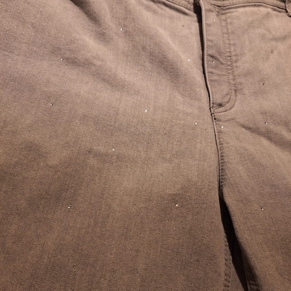 Chicos Pants Jeans Stretch Womens 3 Short 36 X 29 Light Gray Glitter Dot Sparkle - Picture 3 of 13
